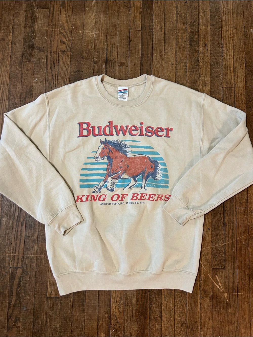 Junk Food Clothing Budweiser Cream Crewneck Sweatshirt